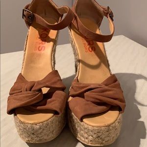 Kors Michael Kors beige wedge sandal - worn - sz 8